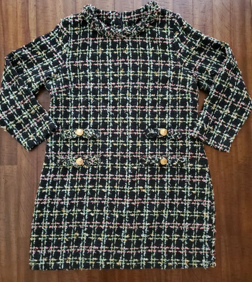 NWT Women's Elegant Woven Tweed Long Sleeve Jackie O Style Dress - Size XL